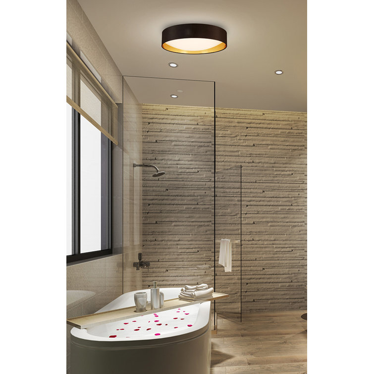 Black and Gold LED Drum Flush Mount Light with Fabric Shade