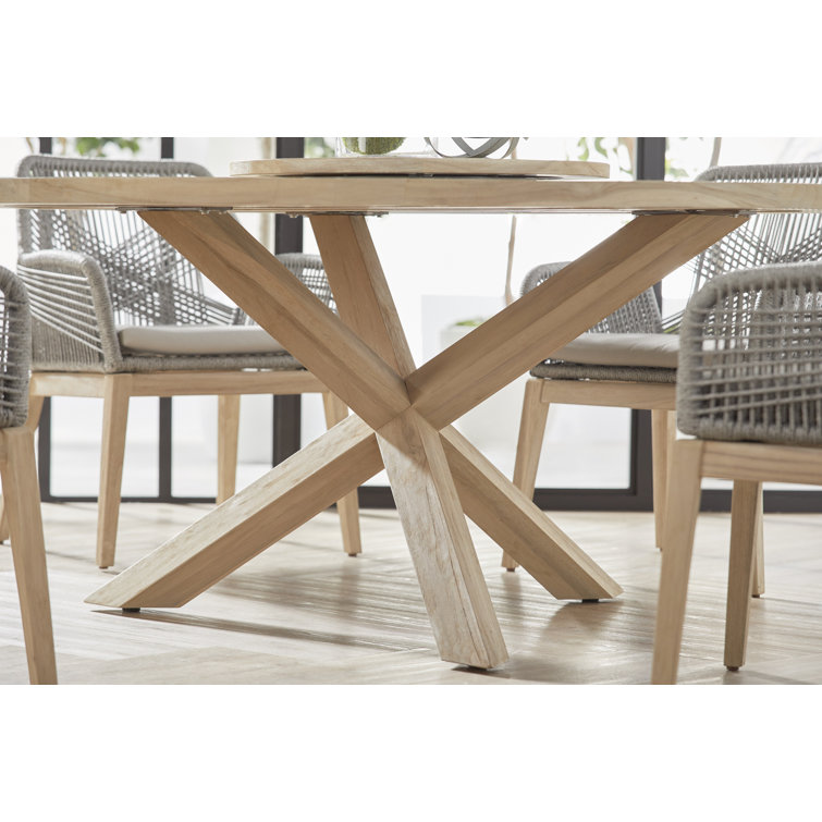 Boca 63" Transitional Gray Teak Round Outdoor Dining Table