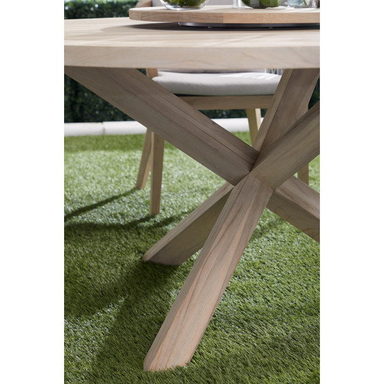 Boca 63" Transitional Gray Teak Round Outdoor Dining Table