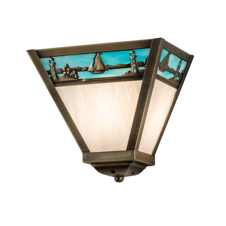 Sailboat 8"x9" Solid Brass Energy Star Flush Sconce