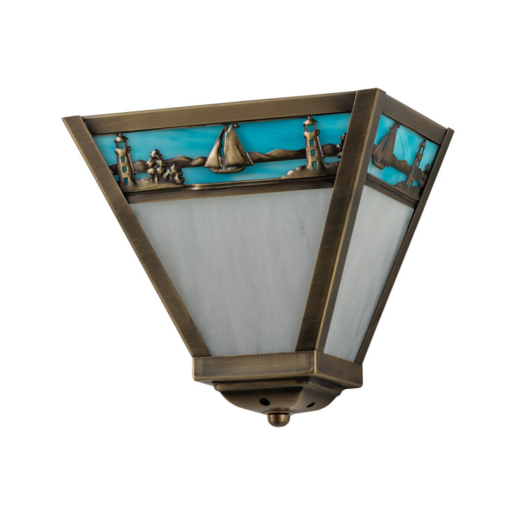 Sailboat 8"x9" Solid Brass Energy Star Flush Sconce