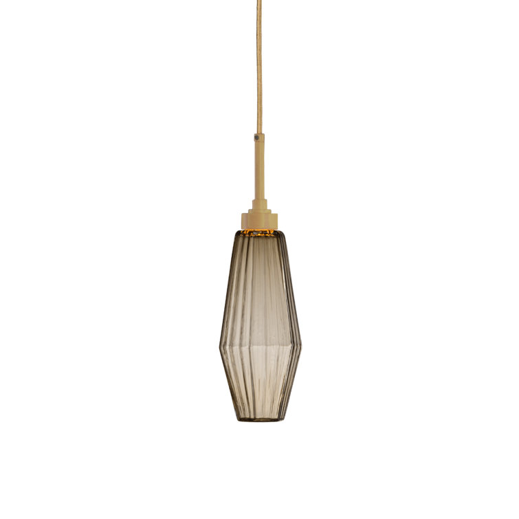 Aalto Mini Optic Rib Bronze Pendant Light with Gilded Brass Finish