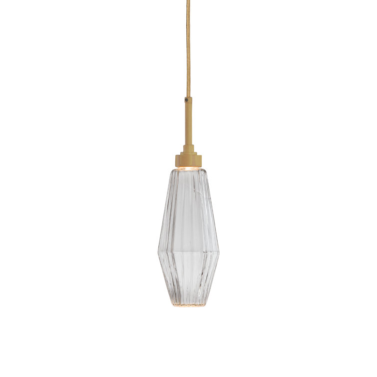 Aalto Abstract Mini LED Pendant in Gilded Brass with Optic Rib Clear Glass