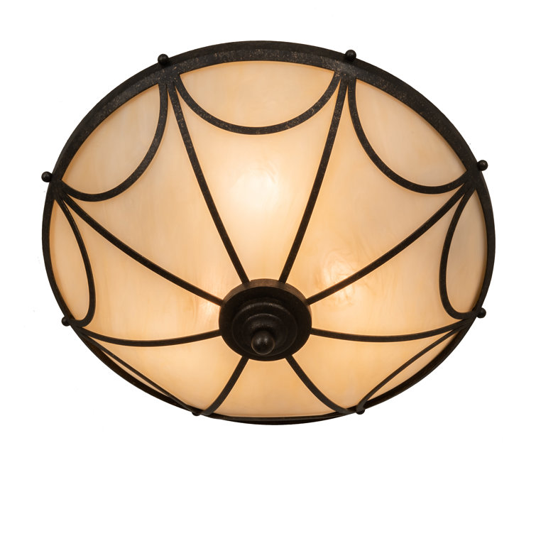 Bronze and Beige 16" Wide 3-Light LED Flush Mount