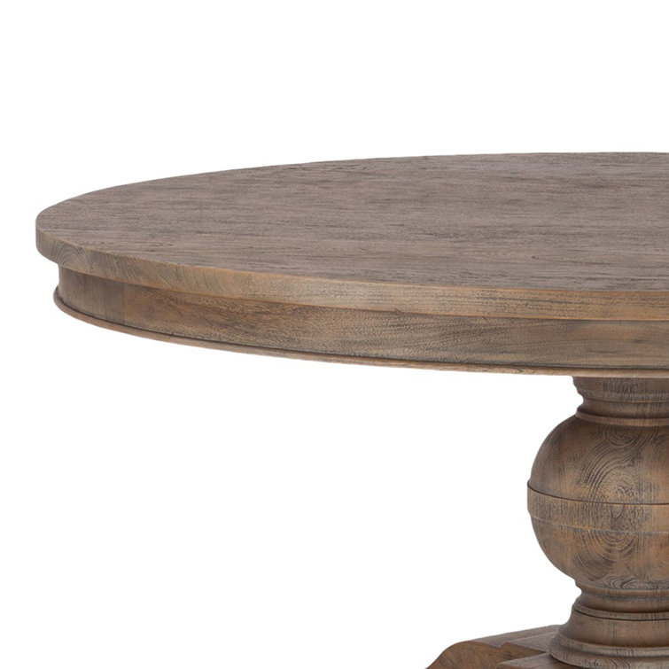 Weathered Teak Round Reclaimed Wood Pedestal Dining Table