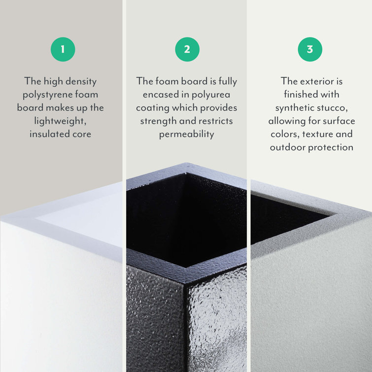 Monterray Slate Gray Square Polymer Extra Large Outdoor Planter