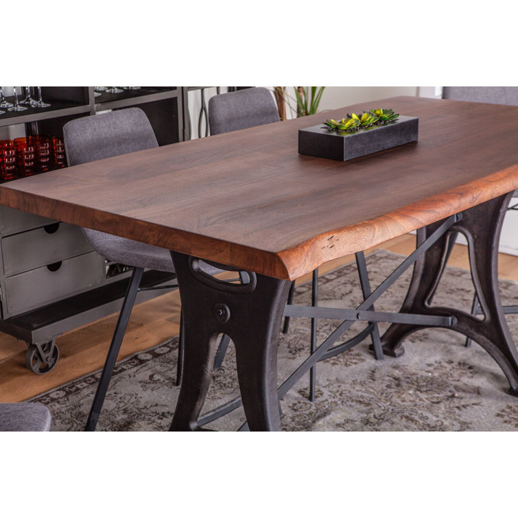 Natural Walnut and Iron Rectangular Dining Table