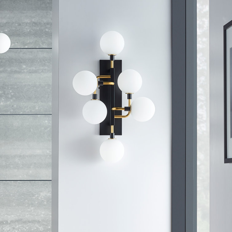 Viaggio Opal Glass & Brass 6-Light Dimmable Sconce by Sean Lavin