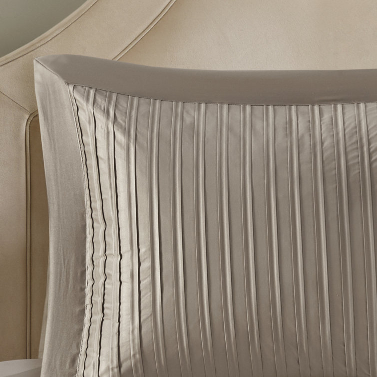 Trinity Taupe 7-Piece Polyester Charmeuse Queen Comforter Set