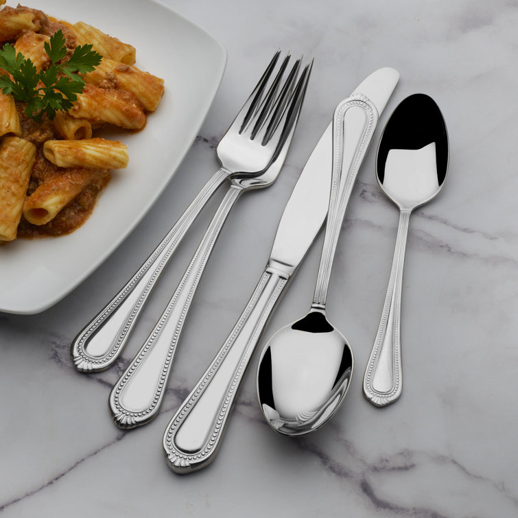 Regent Bead Polished Stainless Steel 65-Piece Flatware Set