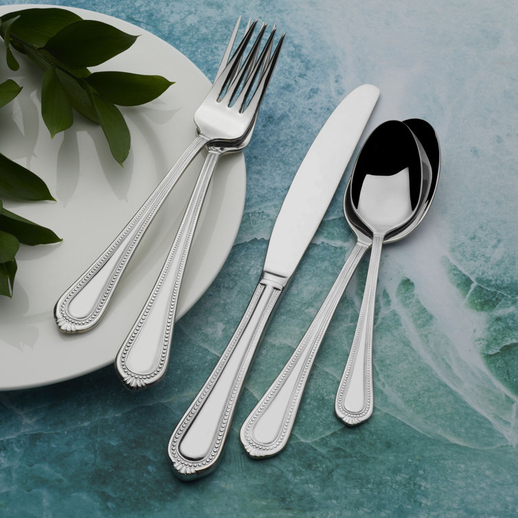 Regent Bead Polished Stainless Steel 65-Piece Flatware Set