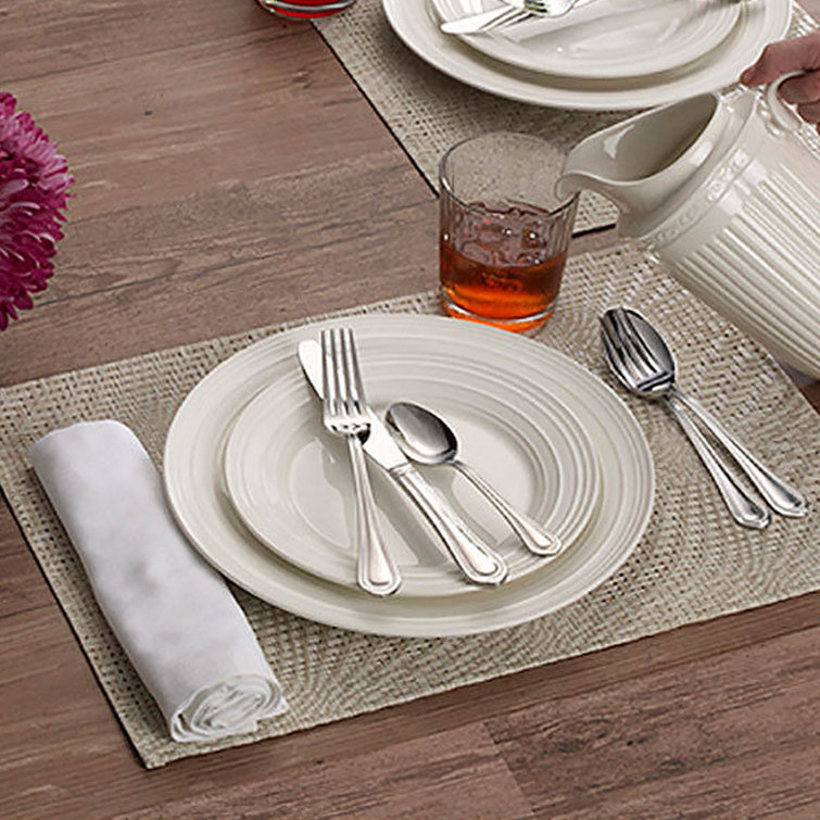 Regent Bead Polished Stainless Steel 65-Piece Flatware Set