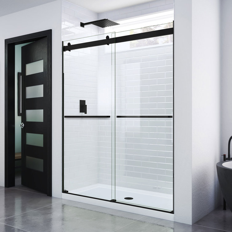 Essence 56-60" Matte Black Frameless Sliding Shower Door