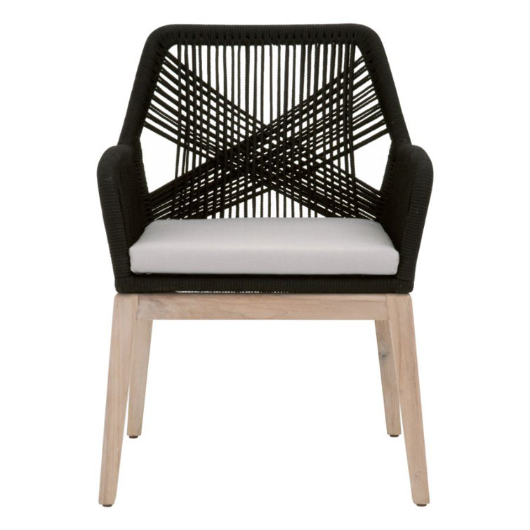 Transitional Woven Black Arm Chair with Removable Cushion