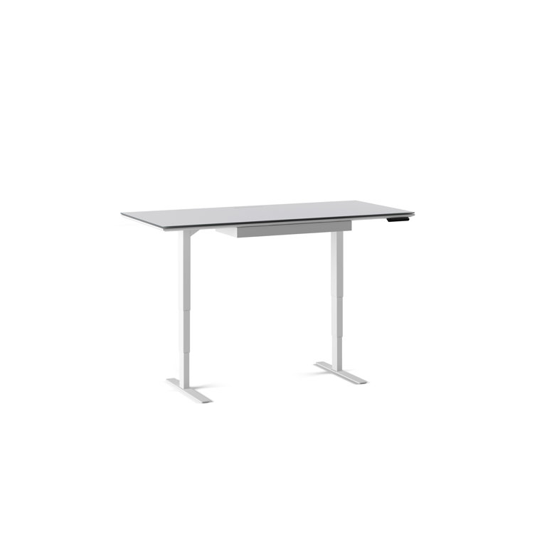 Centro Adjustable Height 66" Gray Glass Computer Desk with Drawer