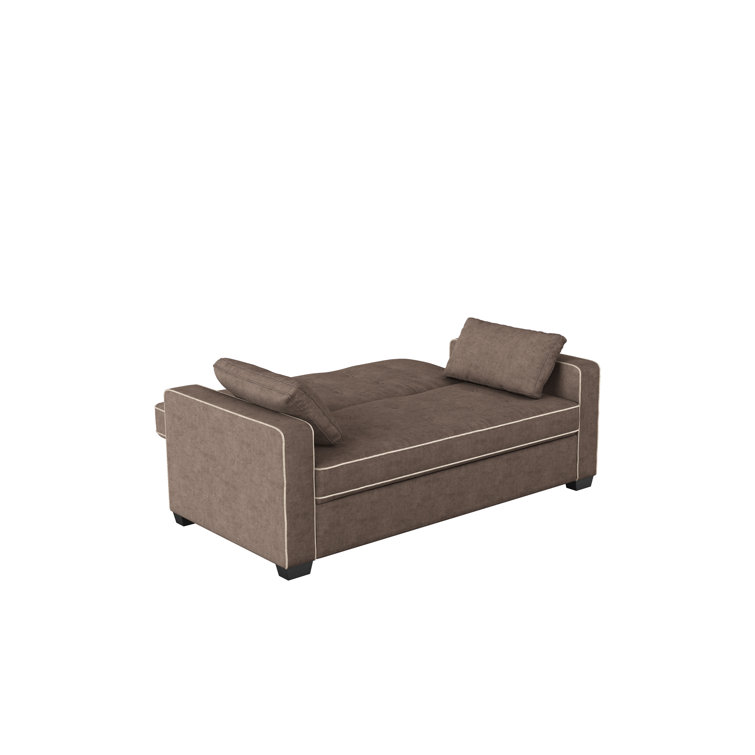 Java Brown Tufted Microfiber Queen Sleeper Sofa with Wood Frame