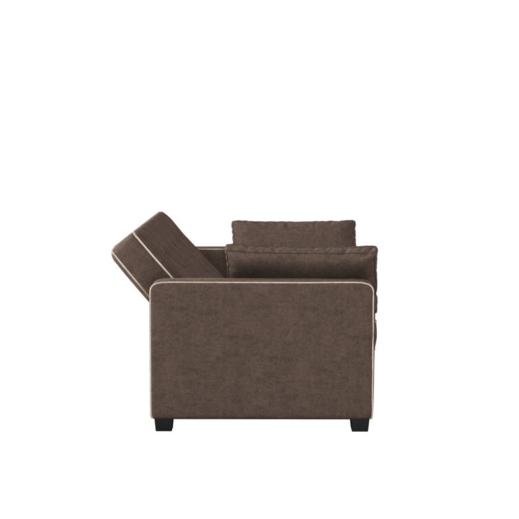Java Brown Tufted Microfiber Queen Sleeper Sofa with Wood Frame