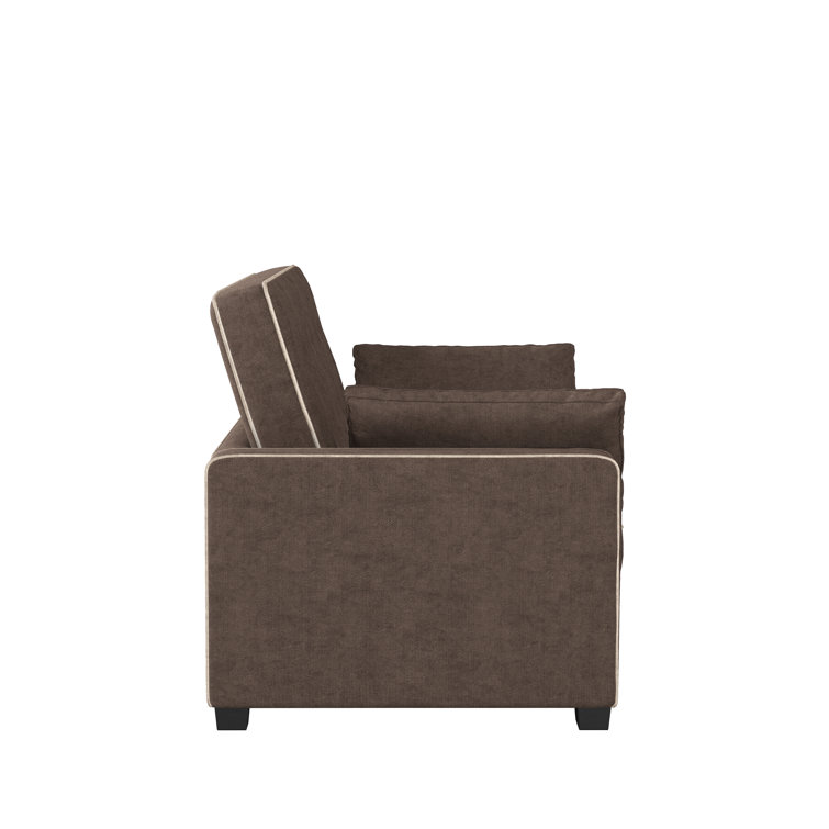 Java Brown Tufted Microfiber Queen Sleeper Sofa with Wood Frame