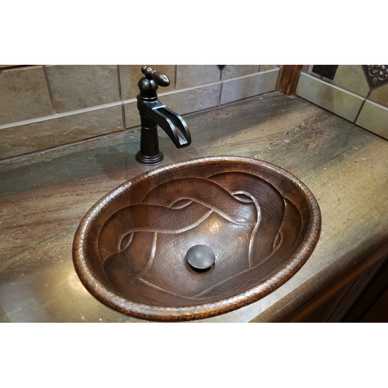 19" Oval Oil Rubbed Bronze Hammered Copper Bathroom Sink