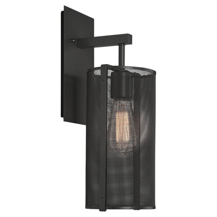 Matte Black Industrial Mesh Cylinder Wall Sconce