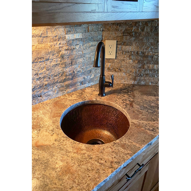 16" Round Hammered Copper Prep Sink with Oil Rubbed Bronze Finish