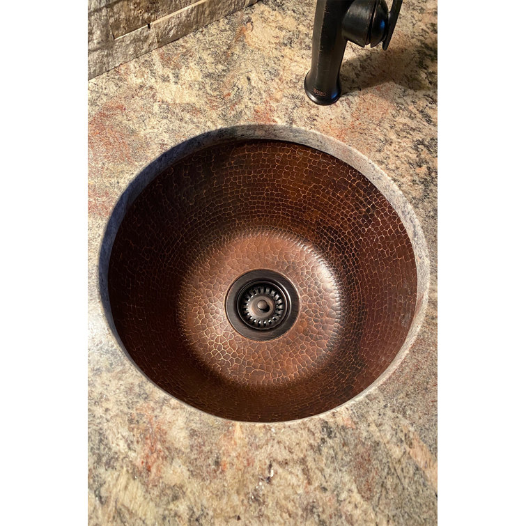 16" Round Hammered Copper Prep Sink with Oil Rubbed Bronze Finish