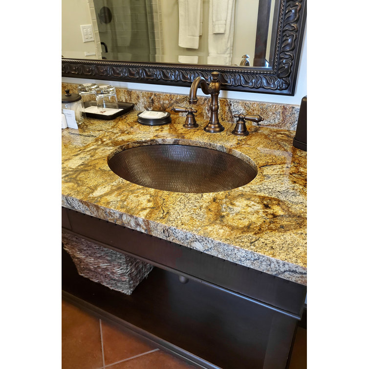 19" Oval Oil Rubbed Bronze Hammered Copper Bathroom Sink
