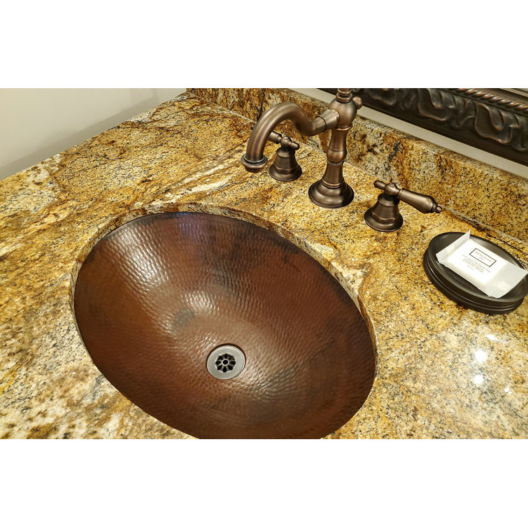 19" Oval Oil Rubbed Bronze Hammered Copper Bathroom Sink