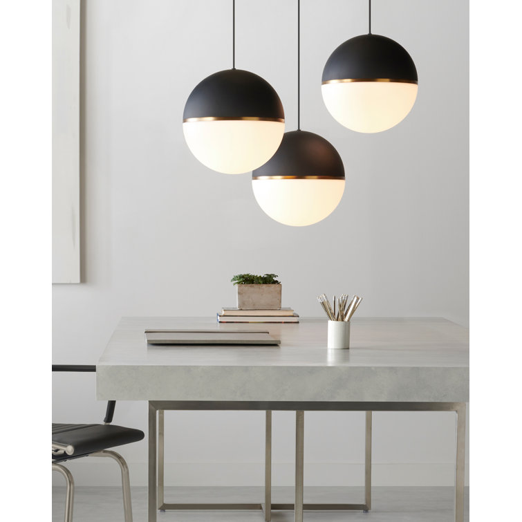 Contemporary Akova Grande Aged Brass Globe Pendant with Acrylic Shade
