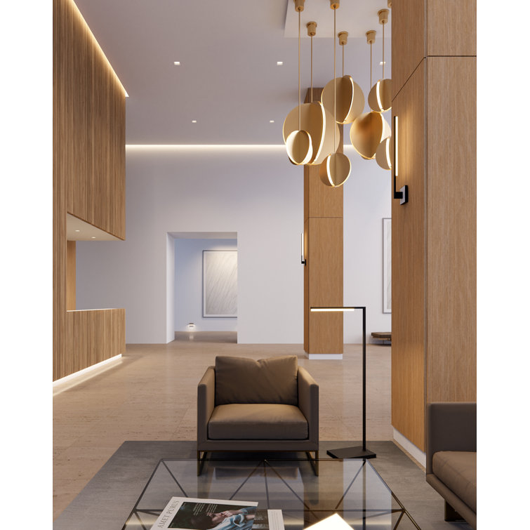 Bauhaus Influence Natural Brass 18" LED Pendant Light