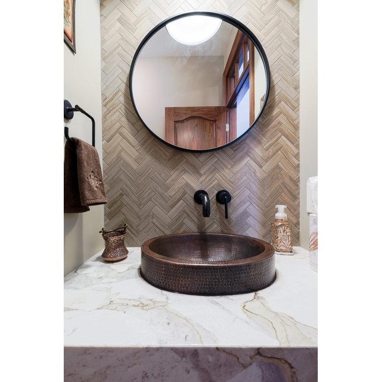 18" Oval Hammered Copper Vessel Sink in Oil Rubbed Bronze