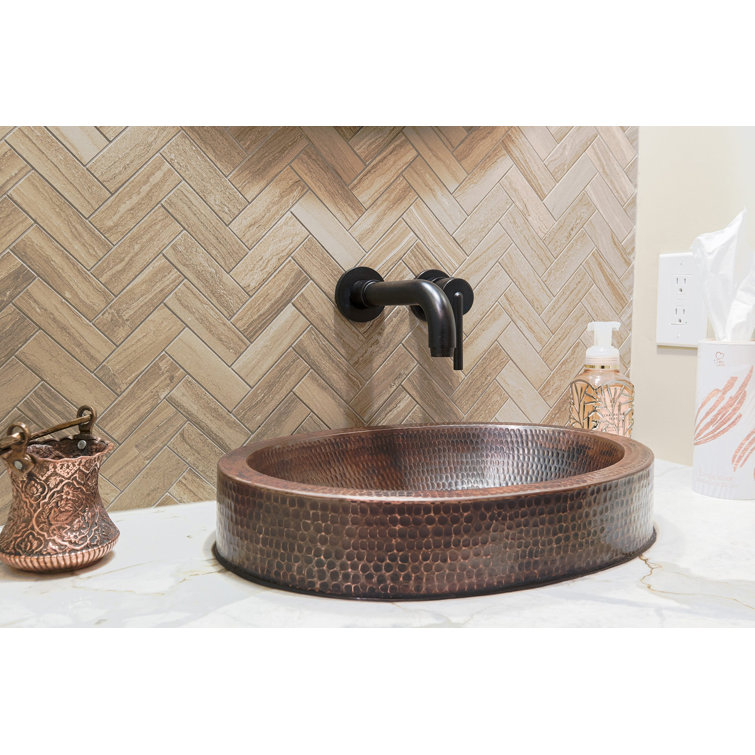 18" Oval Hammered Copper Vessel Sink in Oil Rubbed Bronze