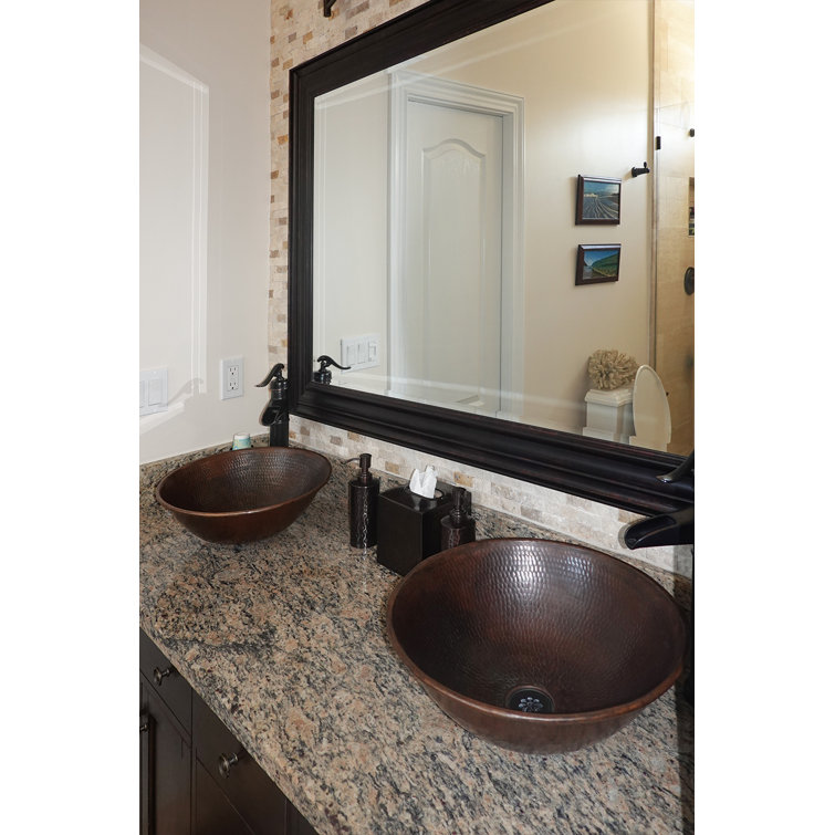 15" Round Hammered Copper Vessel Sink with Wired Rim