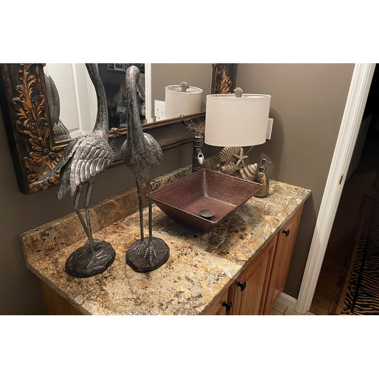 17" Rectangular Hammered Copper Wall-Mount Vessel Sink