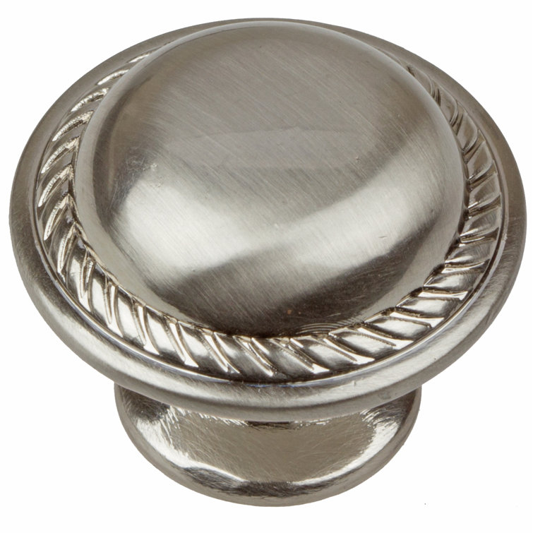 Satin Nickel Round Rope Cabinet Knob with Mounting Hardware
