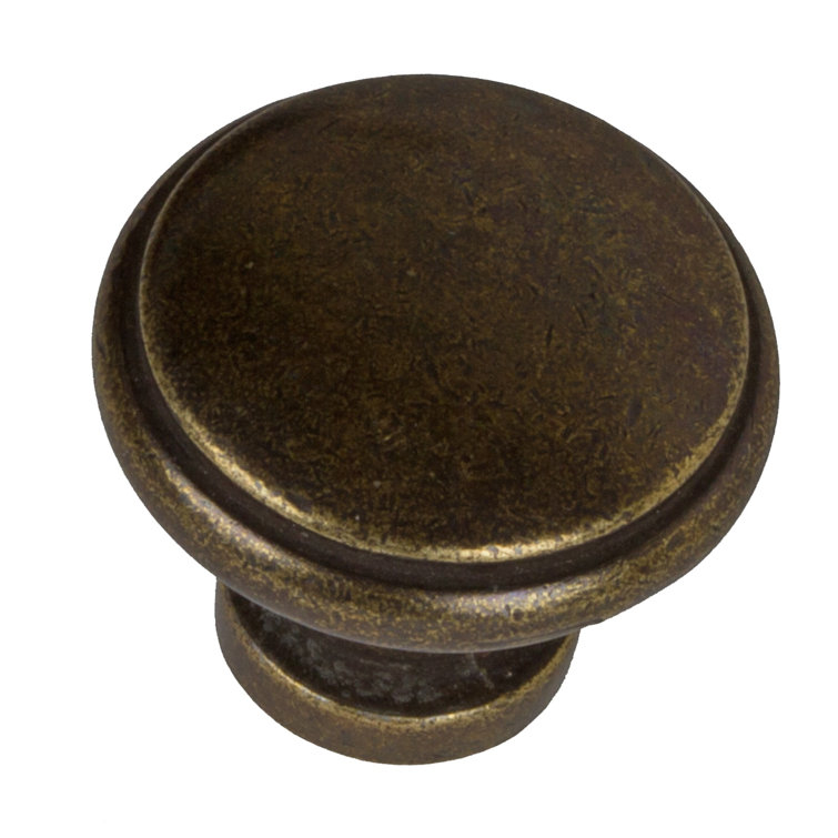 Antique Brass Round Cabinet Knobs with Mounting Hardware
