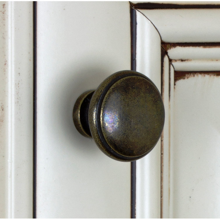 Antique Brass Round Cabinet Knobs with Mounting Hardware