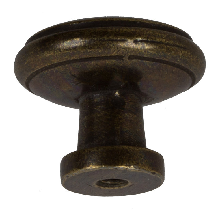 Antique Brass Round Cabinet Knobs with Mounting Hardware