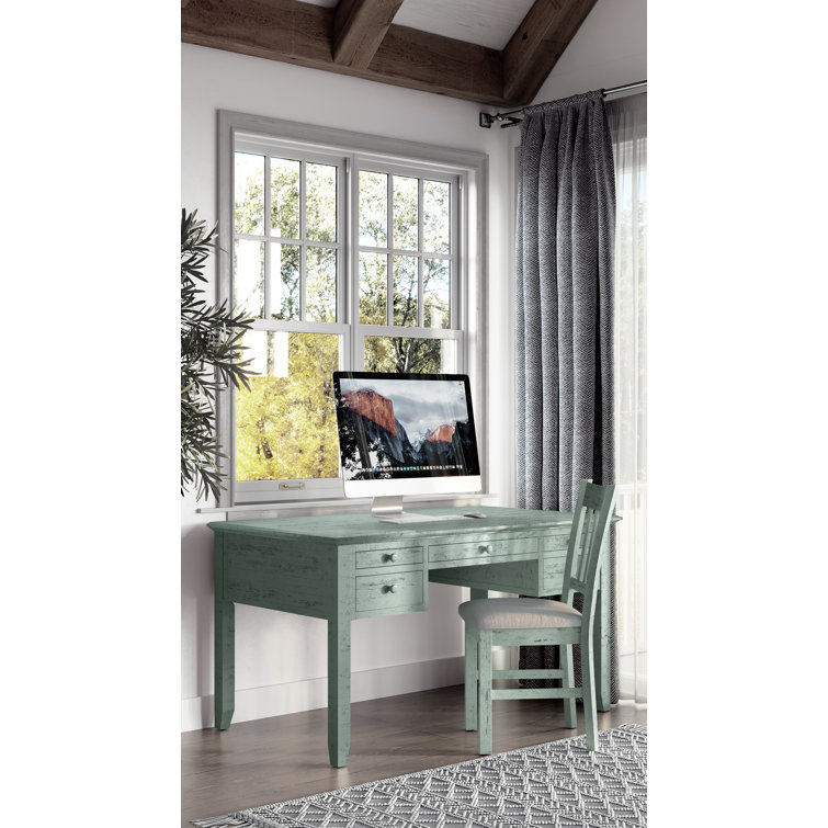 Coastal Cream Acacia Wood Rustic Desk Chair