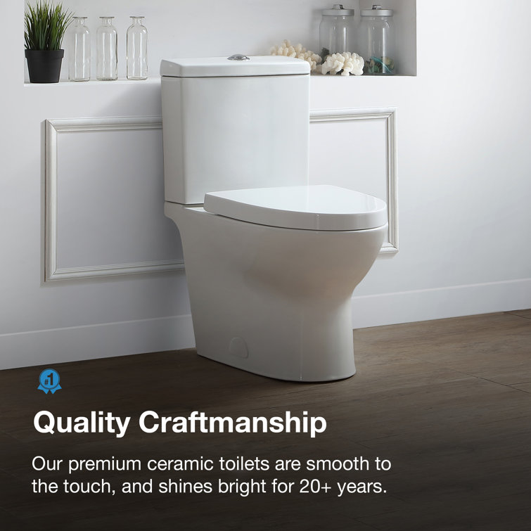 White Elongated Dual Flush High Efficiency Two-Piece Toilet