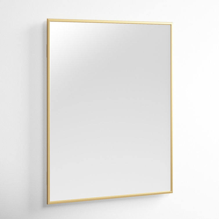 Elegant Brass Framed Full Length Rectangular Bathroom Mirror