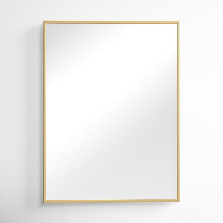 Elegant Brass Framed Full Length Rectangular Bathroom Mirror