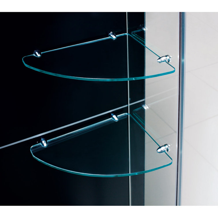 Unidoor Frameless Hinged Shower Door with Clear Glass and Chrome Finish