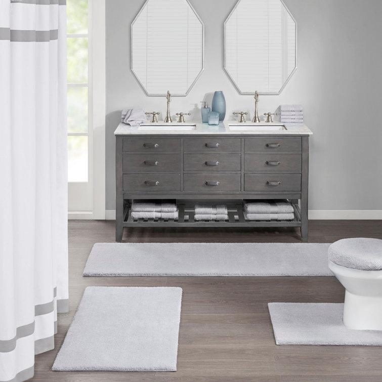 Luxurious Gray Microfiber Quick-Dry Spa Bath Rug