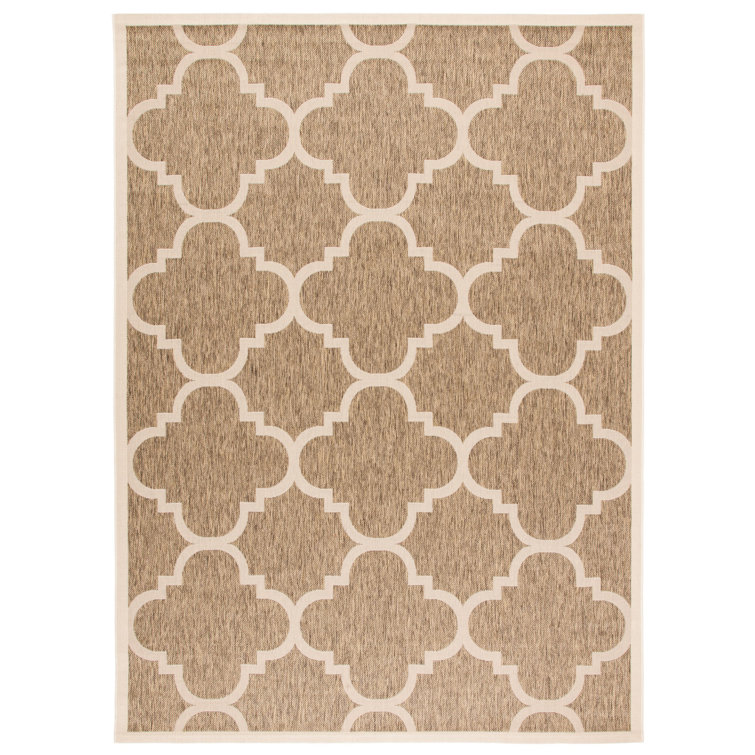 Taupe and Greige Geometric Outdoor Area Rug