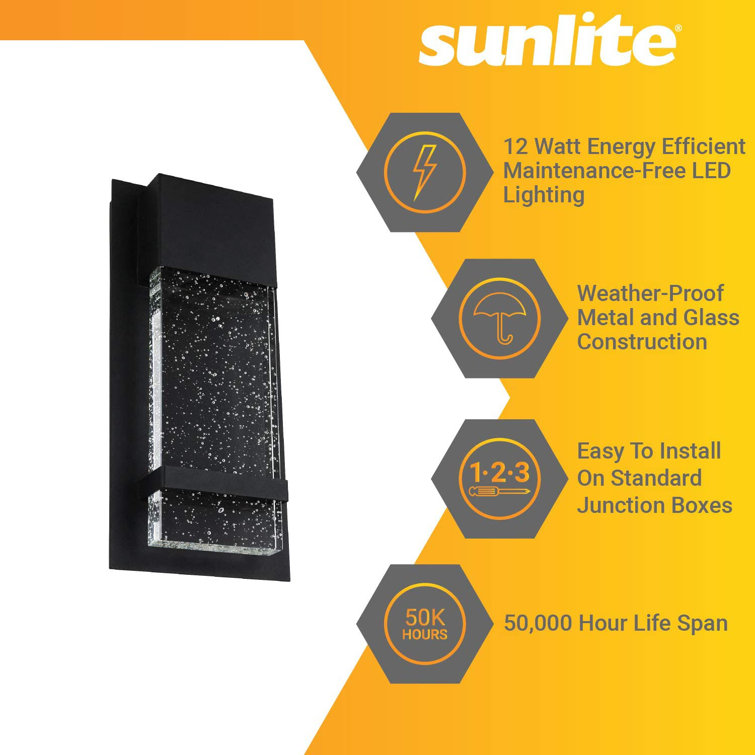 Contemporary Matte Black LED Wall Sconce with Raindrop Glass Panel