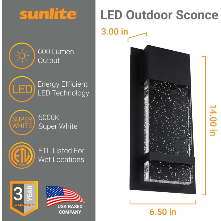 Contemporary Matte Black LED Wall Sconce with Raindrop Glass Panel
