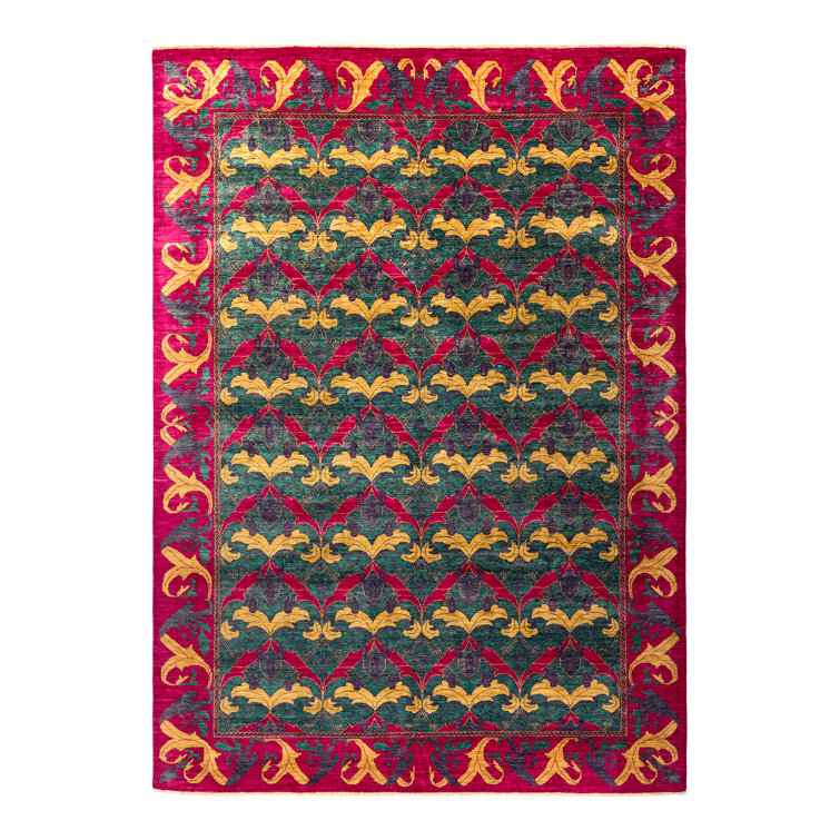 Hand-Knotted Wool Multicolor Floral Motif Area Rug 8' x 10'