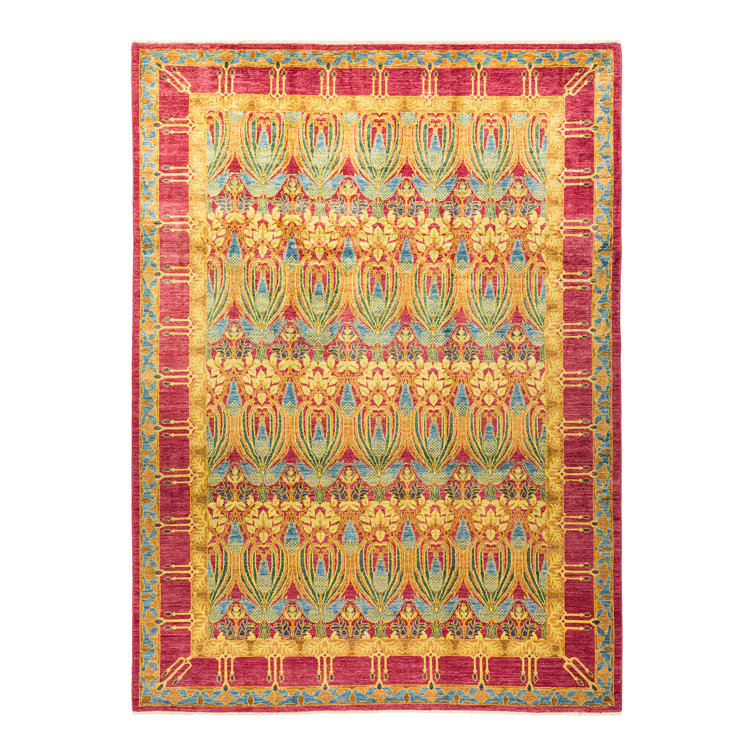 Hand-Knotted Multicolor Wool Floral Motif Area Rug, 8' x 10'