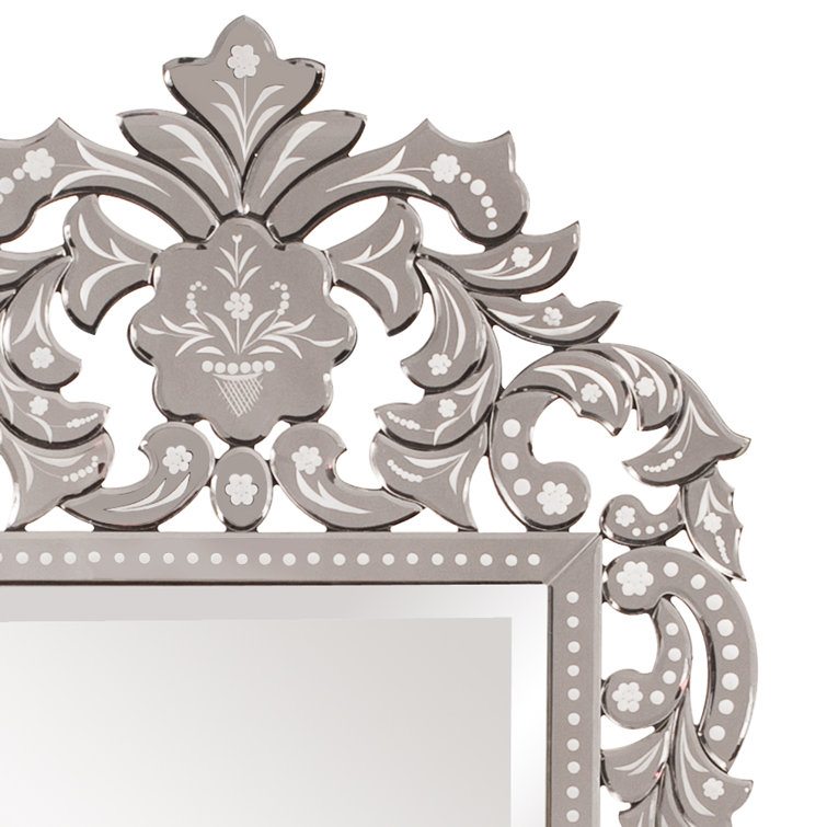 Silver Hand Painted Venetian Wood Wall Mirror
